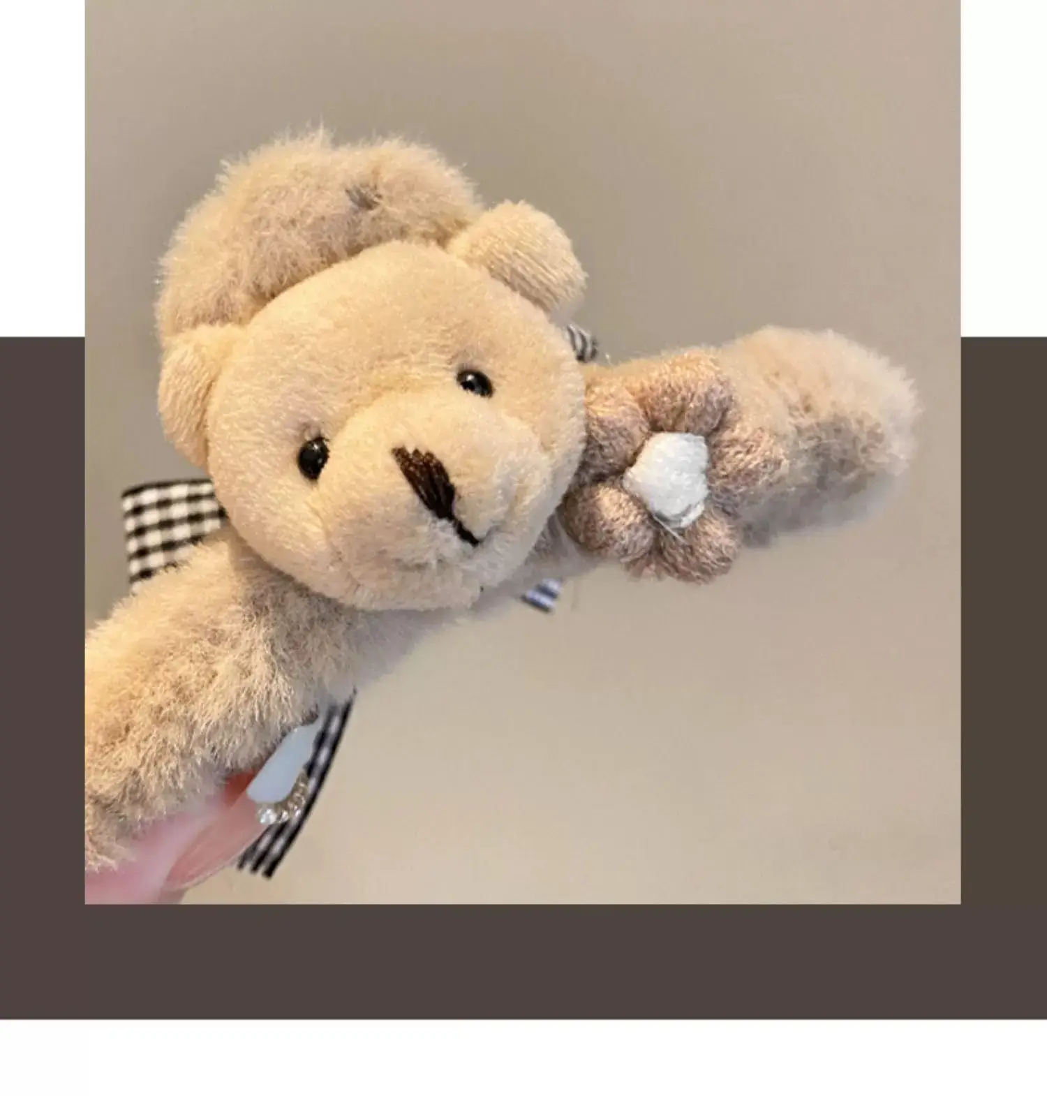 Autumn Bear Plush Hairpins with Bow Accessories — feature 7