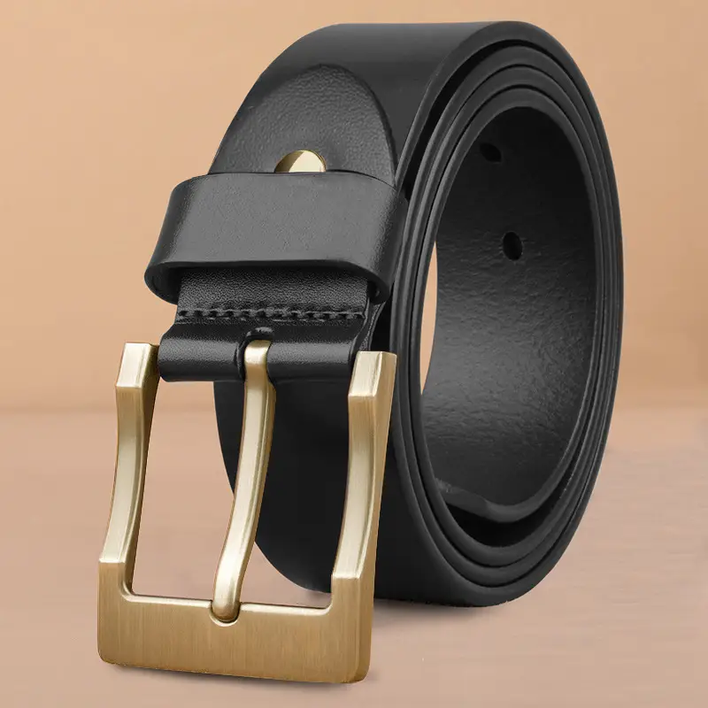 New Men's Genuine Leather Belt with Retro Pin Buckle