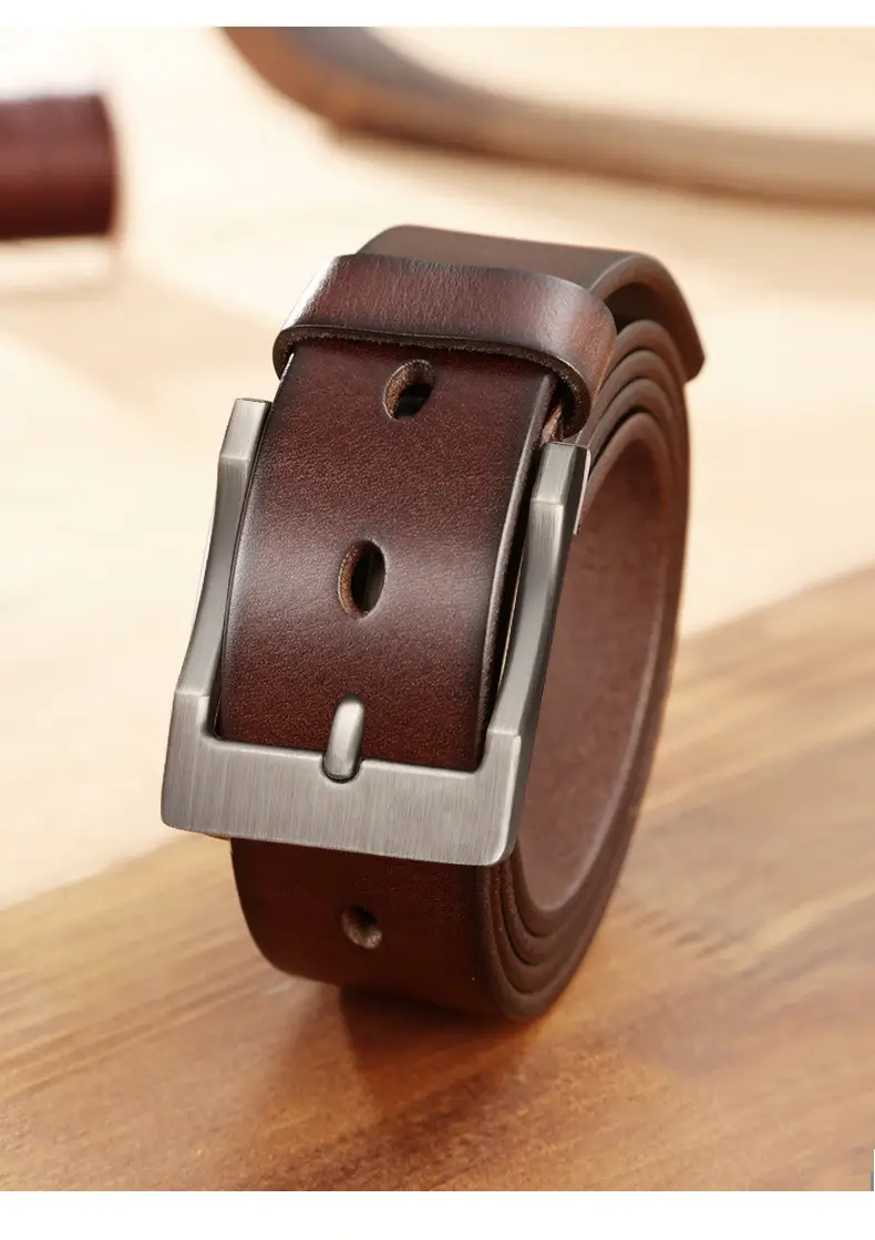 New Men's Genuine Leather Belt with Retro Pin Buckle — feature 13