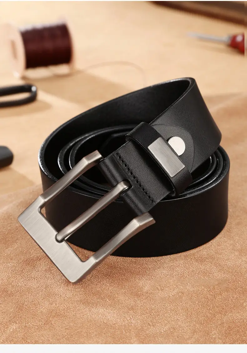 New Men's Genuine Leather Belt with Retro Pin Buckle — feature 14