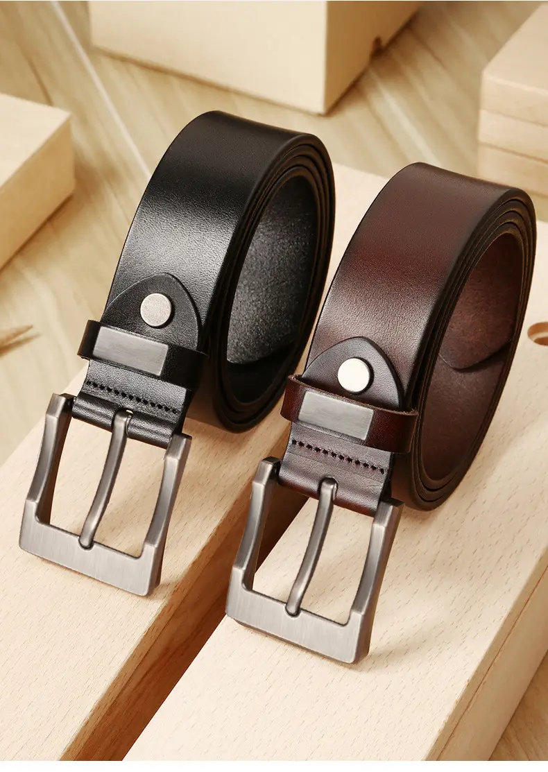 New Men's Genuine Leather Belt with Retro Pin Buckle — feature 15