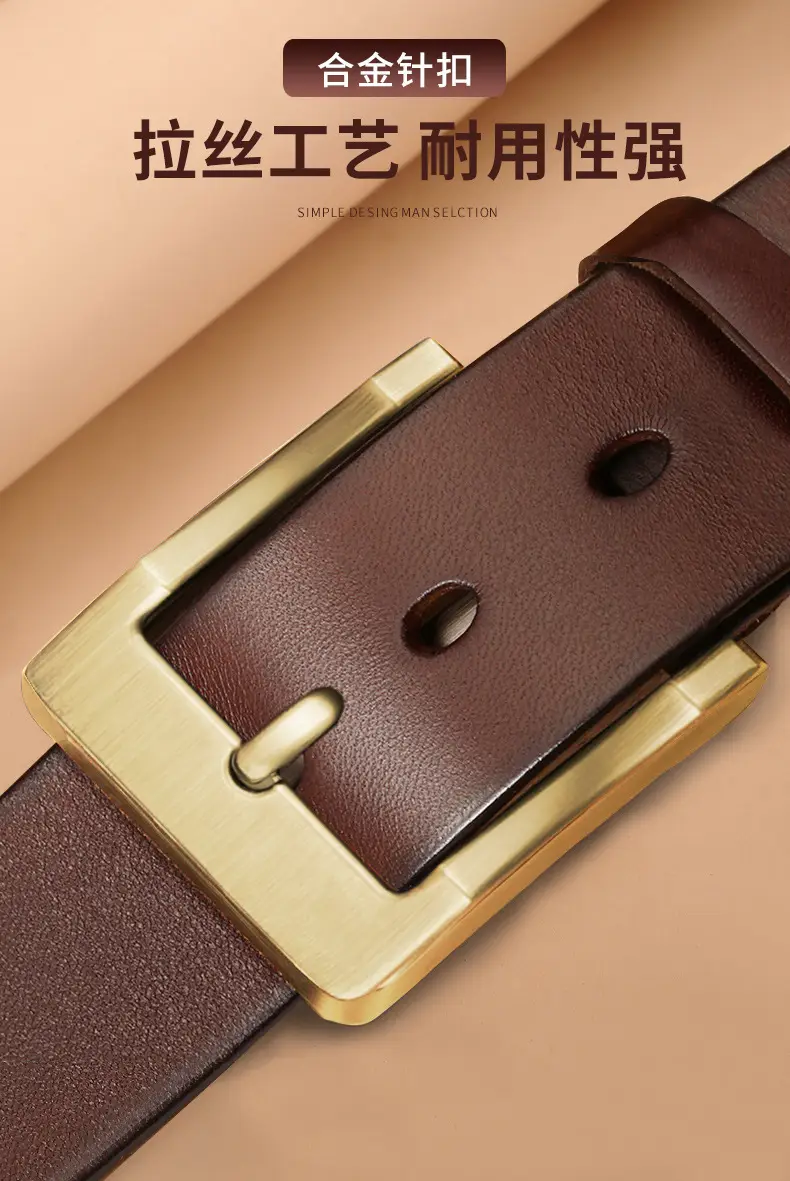 New Men's Genuine Leather Belt with Retro Pin Buckle — feature 17