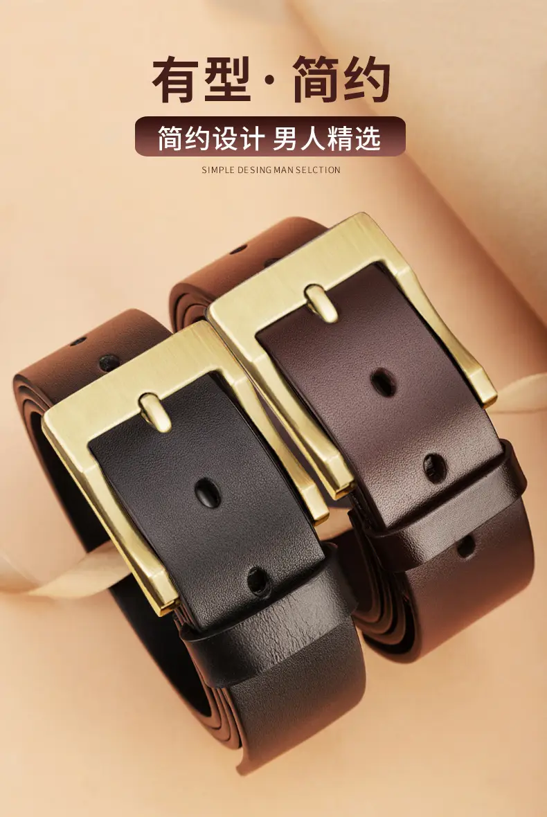 New Men's Genuine Leather Belt with Retro Pin Buckle — feature 18