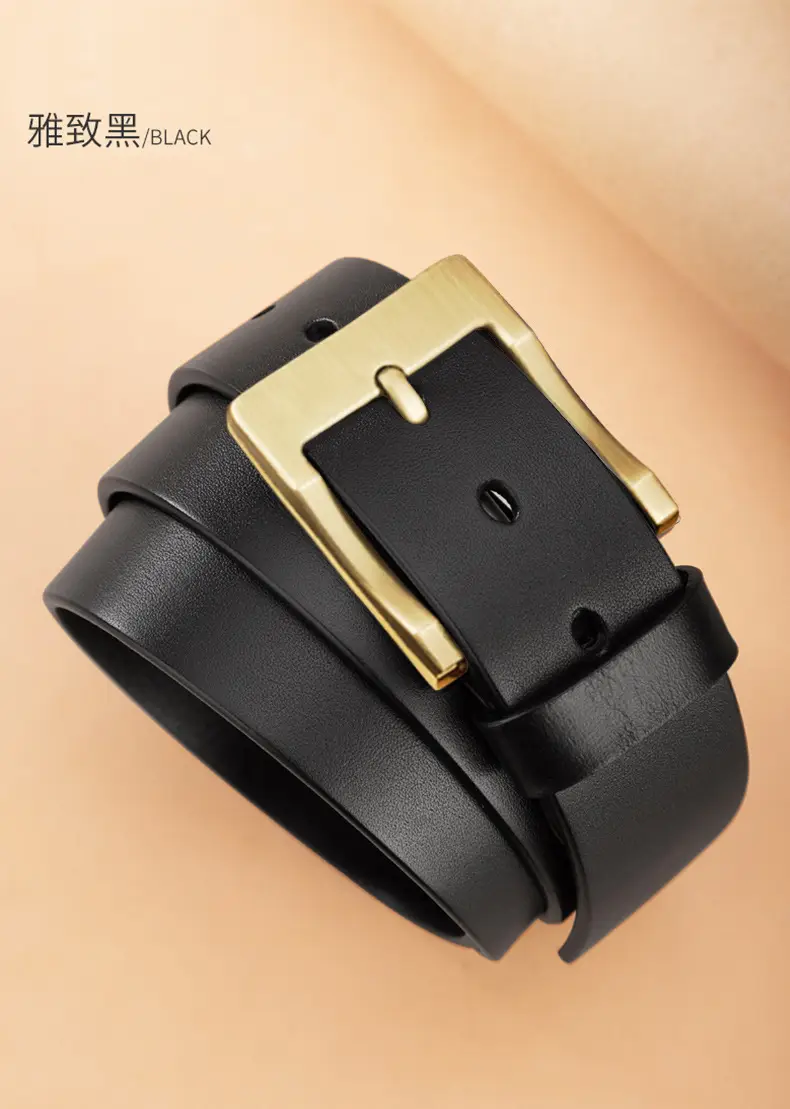 New Men's Genuine Leather Belt with Retro Pin Buckle — feature 28