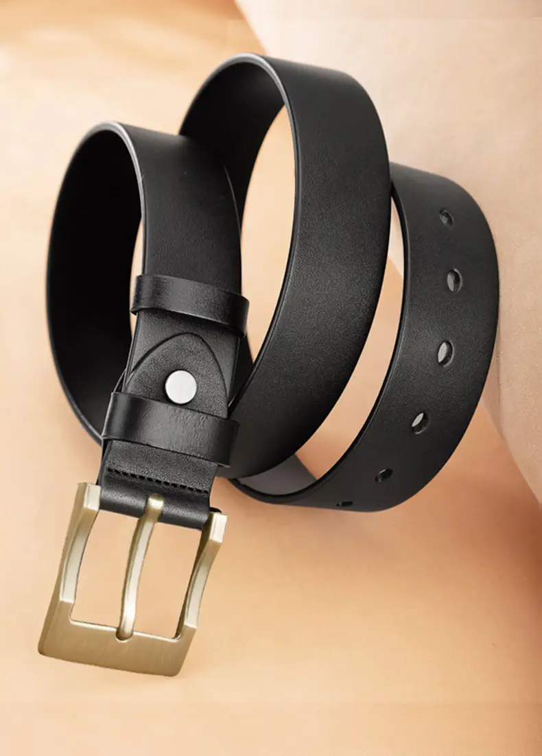 New Men's Genuine Leather Belt with Retro Pin Buckle — feature 29