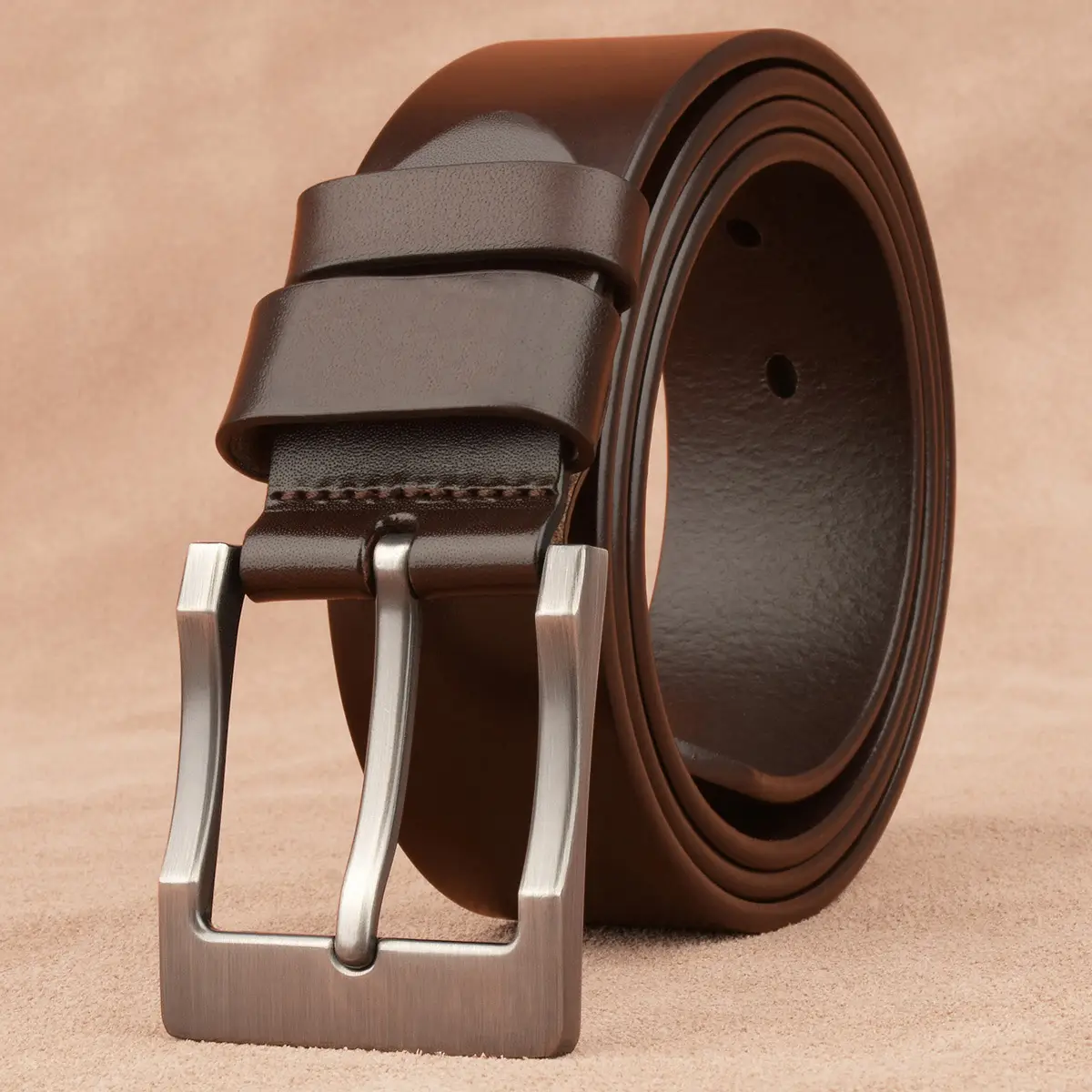 New Men's Genuine Leather Belt with Retro Pin Buckle