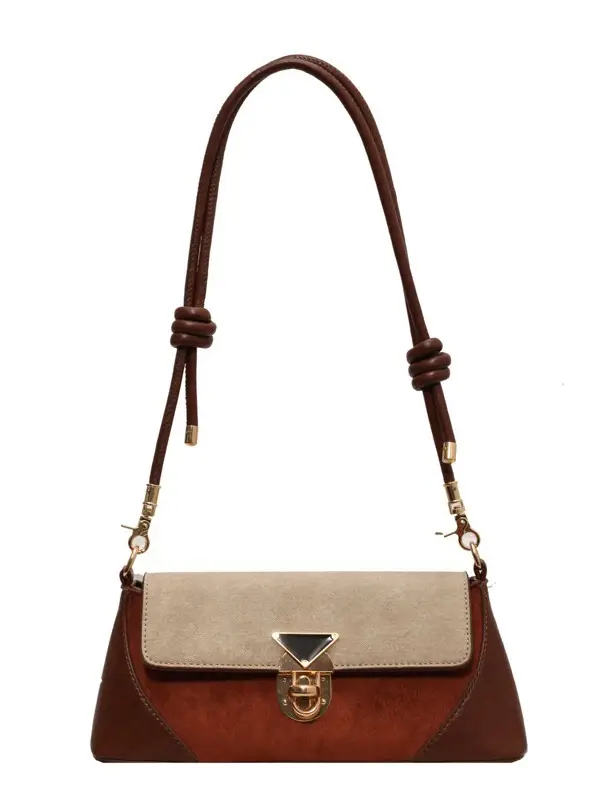 Women's Black Leather Shoulder Bag with Gold Clasp - Image 7