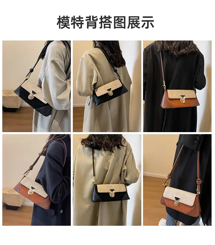Women's Black Leather Shoulder Bag with Gold Clasp — feature 10