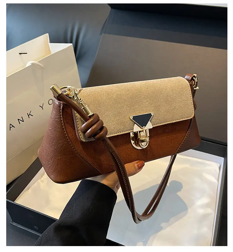 Women's Black Leather Shoulder Bag with Gold Clasp — feature 2