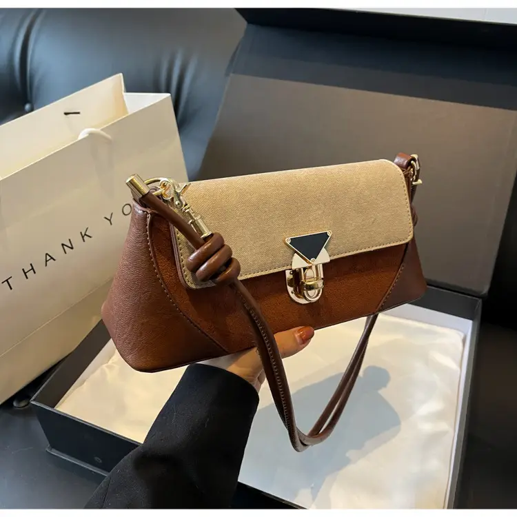 Women's Black Leather Shoulder Bag with Gold Clasp — feature 35