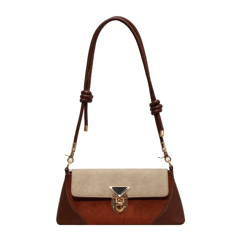 Women's Black Leather Shoulder Bag with Gold Clasp - Image 2