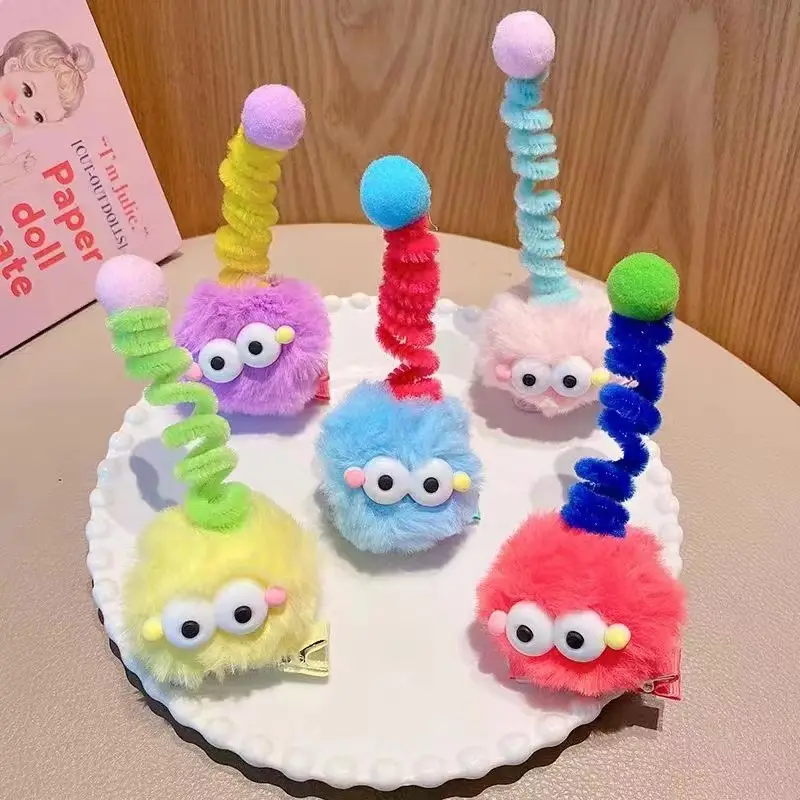 Plush Monster Hairpin with Pink Tassel - Image 6