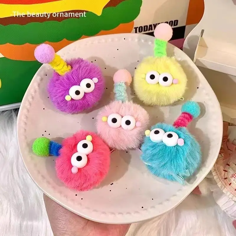 Plush Monster Hairpin with Pink Tassel — feature 2