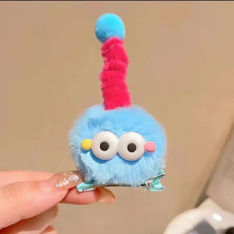 Plush Monster Hairpin with Pink Tassel - Image 2