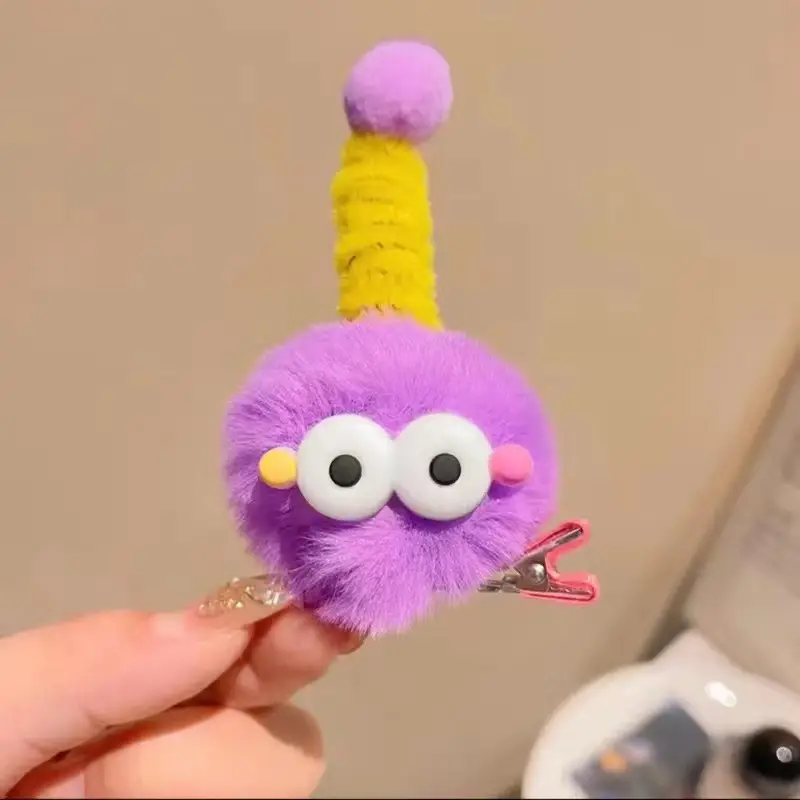 Plush Monster Hairpin with Pink Tassel - Image 3