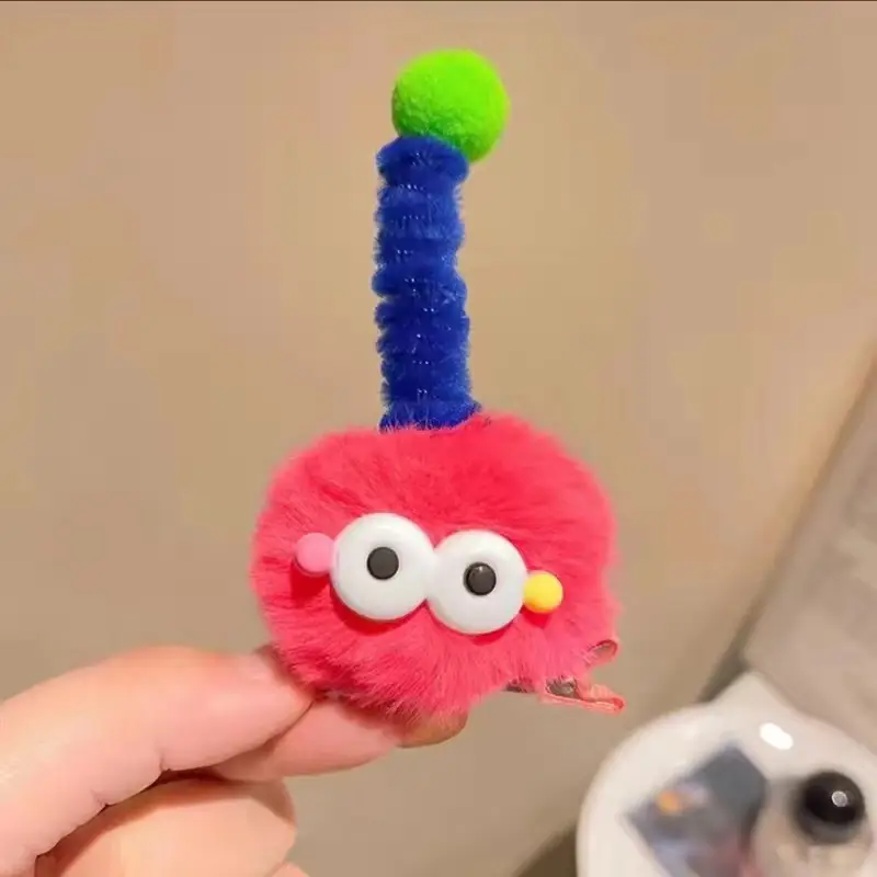 Plush Monster Hairpin with Pink Tassel - Image 5