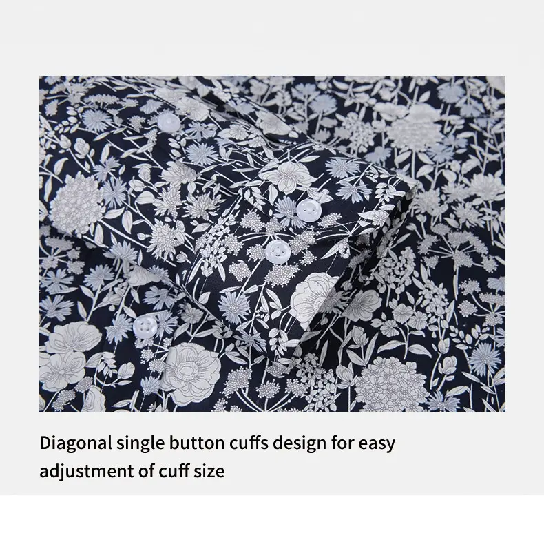 Men Printed Long Sleeve Shirt Extra Large Black White Floral - Image 10