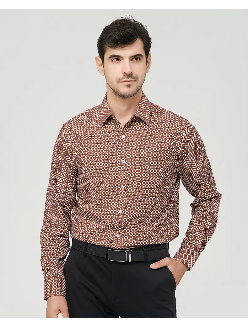 Men Printed Long Sleeve Shirt Extra Large Black White Floral — feature 23