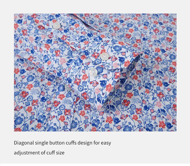 Men Printed Long Sleeve Shirt Extra Large Black White Floral — feature 27
