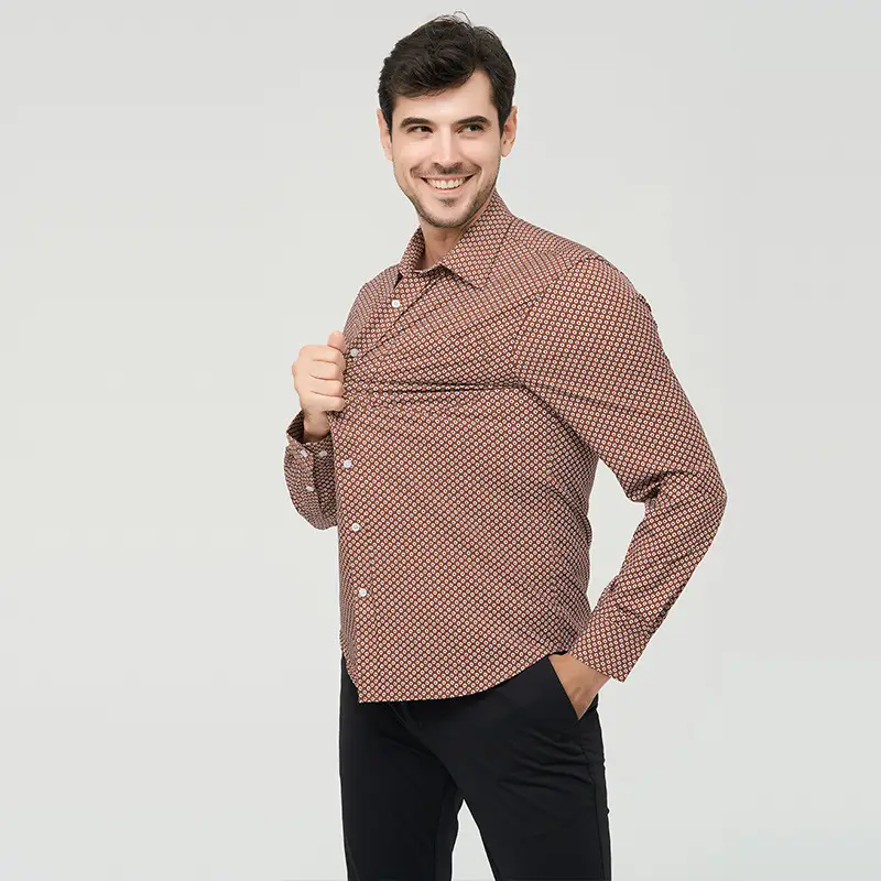 Men Printed Long Sleeve Shirt Extra Large Black White Floral - Image 6