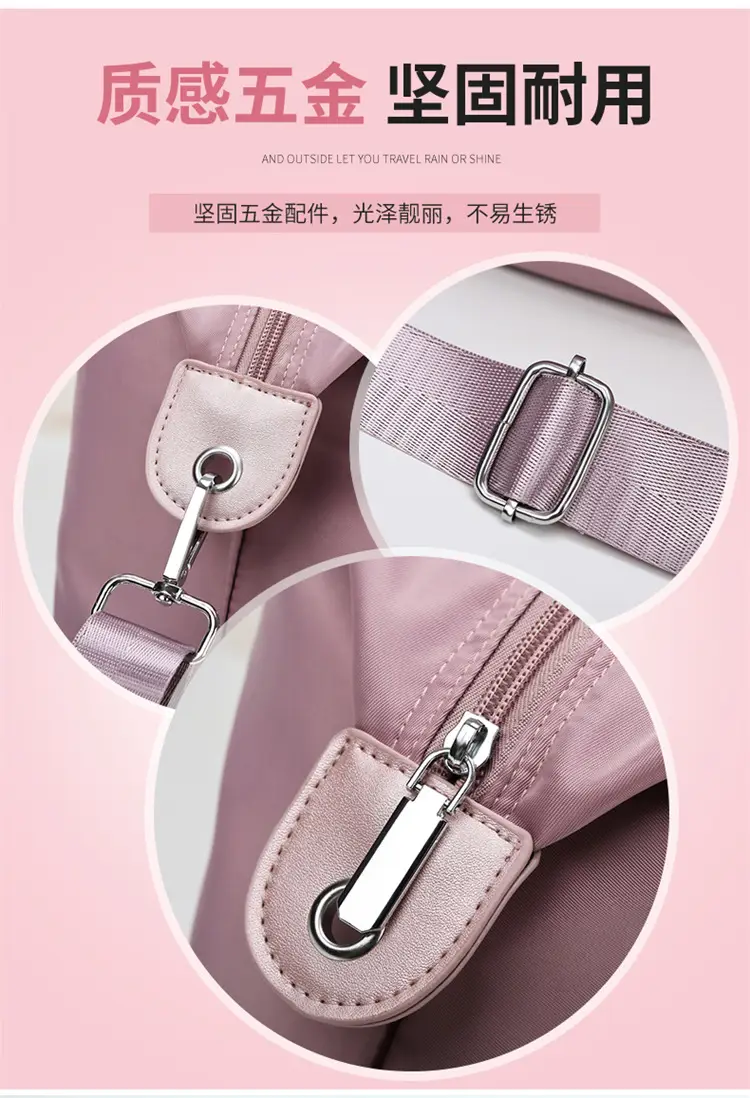 Women's Purple Shoulder Bag with Strap & Leather Trim — feature 19