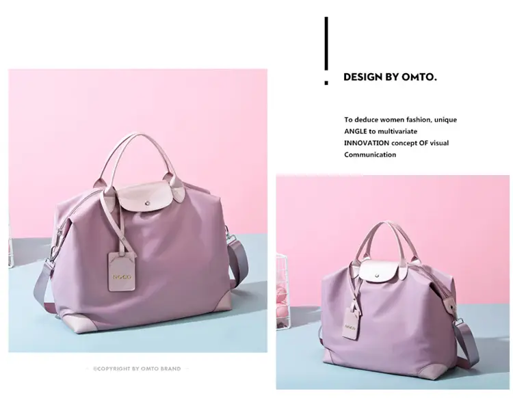 Women's Purple Shoulder Bag with Strap & Leather Trim — feature 22