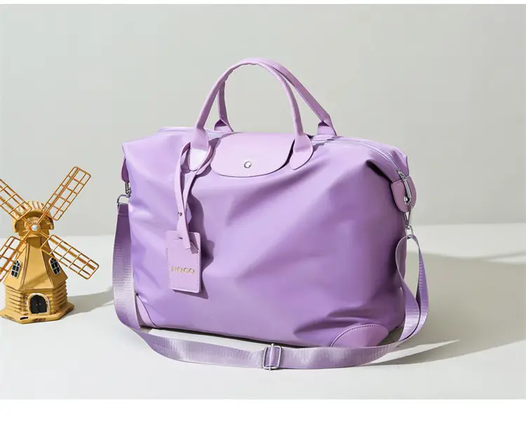 Women's Purple Shoulder Bag with Strap & Leather Trim — feature 26