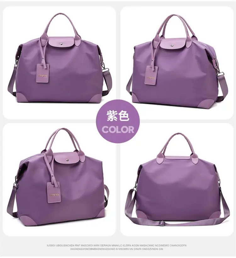 Women's Purple Shoulder Bag with Strap & Leather Trim — feature 30