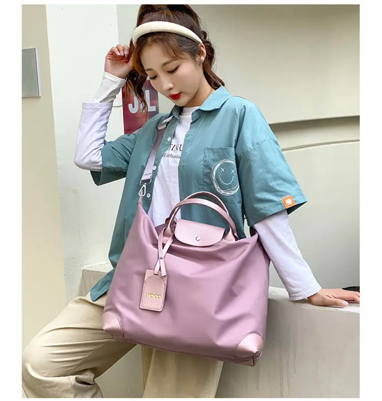 Women's Purple Shoulder Bag with Strap & Leather Trim — feature 48