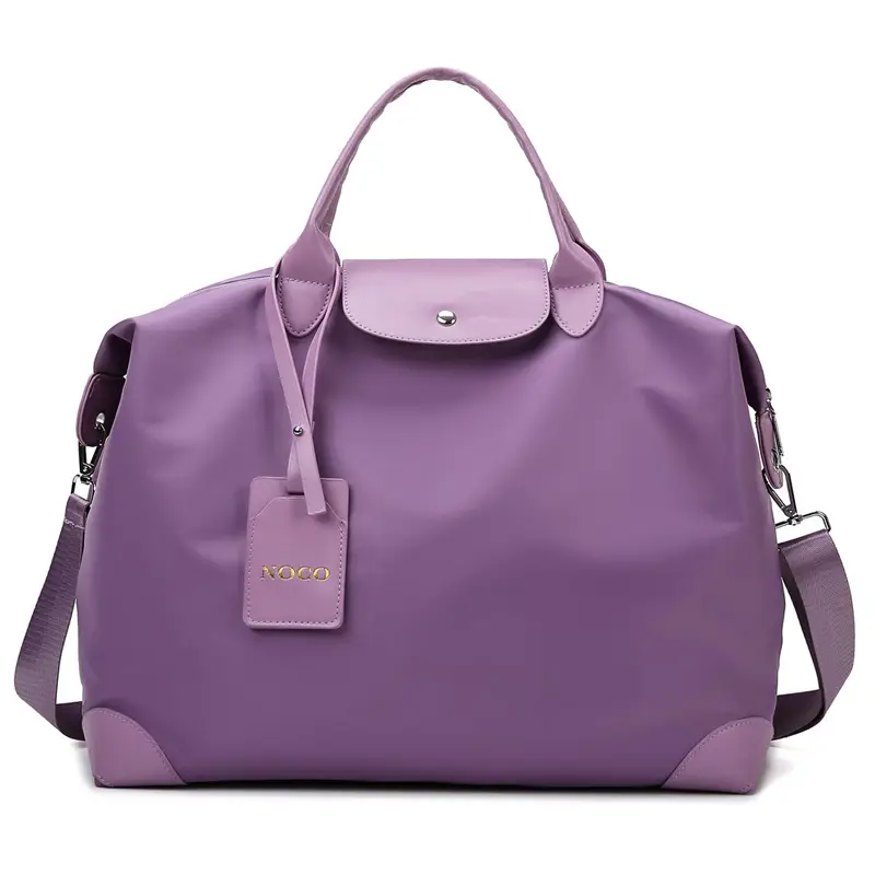 Women's Purple Shoulder Bag with Strap & Leather Trim - Image 5