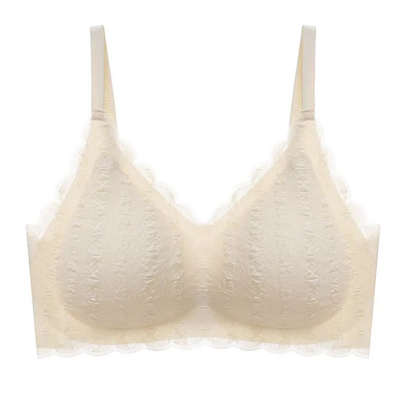 Lace Latex Camisole Bra for Women, Seamless, Wire-Free, Push-Up, Adjustable Sports Bra, Thin, Breathable and Comfortable