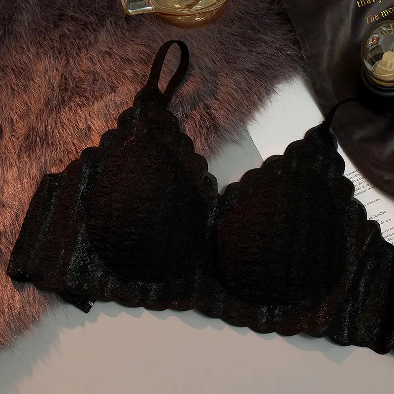 Lace Latex Camisole Bra for Women, Seamless, Wire-Free, Push-Up, Adjustable Sports Bra, Thin, Breathable and Comfortable