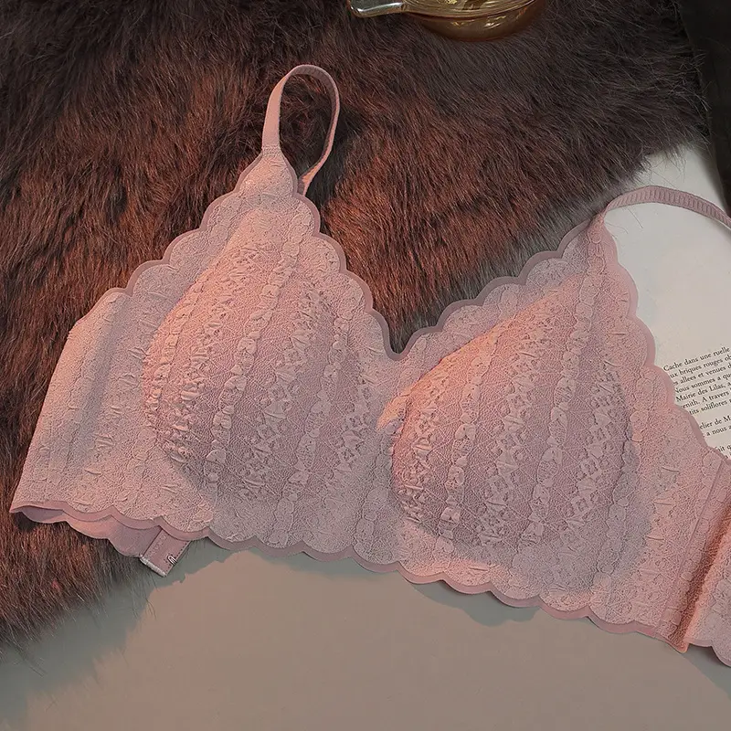 Lace Latex Camisole Bra for Women, Seamless, Wire-Free, Push-Up, Adjustable Sports Bra, Thin, Breathable and Comfortable