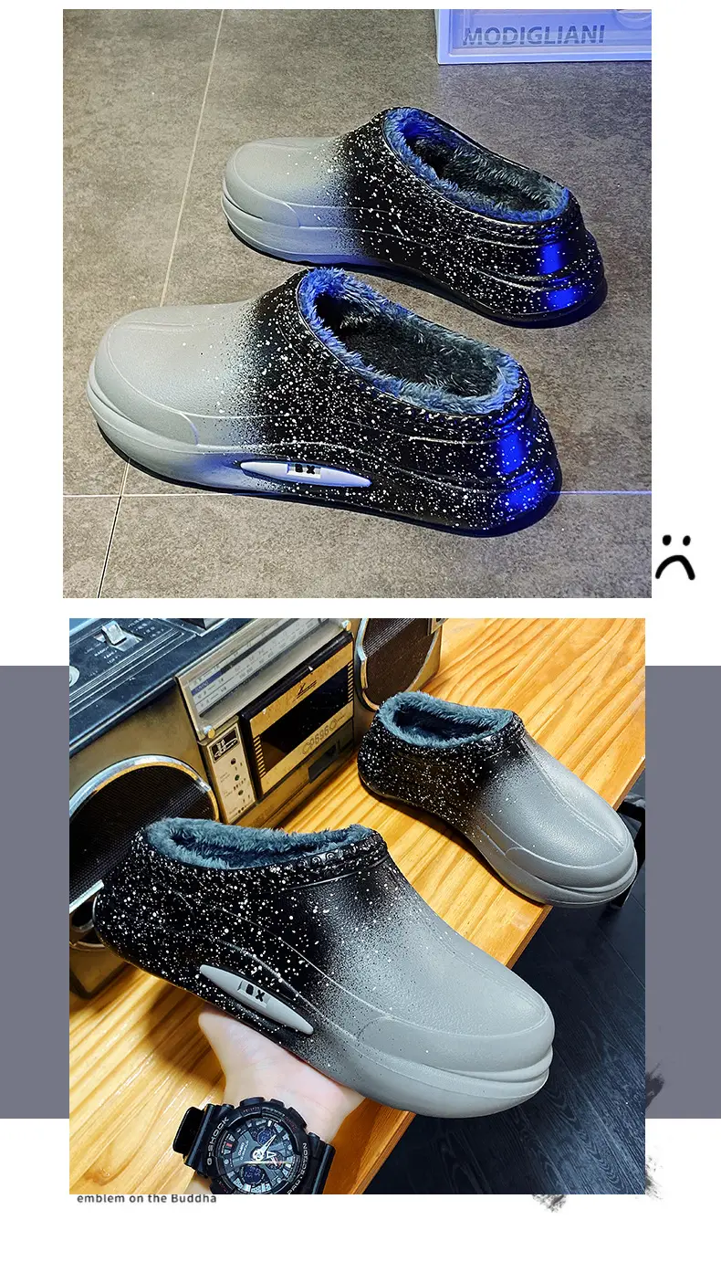 New Cotton Slip-On Winter Shoes for Men Women Fleece Lined Warm Waterproof — feature 10