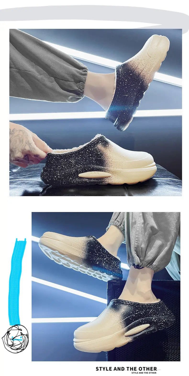 New Cotton Slip-On Winter Shoes for Men Women Fleece Lined Warm Waterproof — feature 3