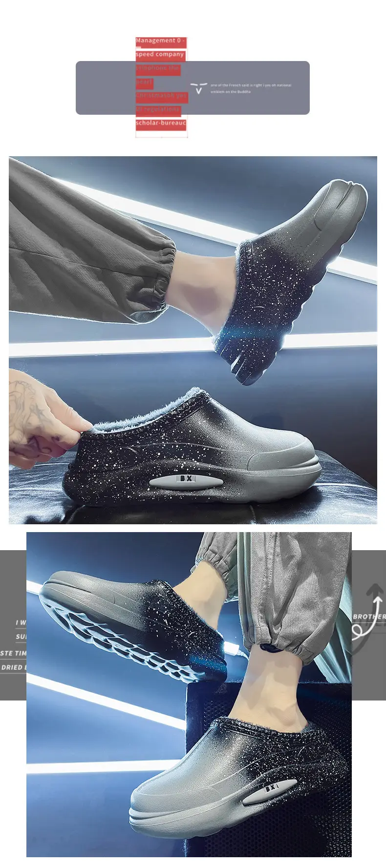 New Cotton Slip-On Winter Shoes for Men Women Fleece Lined Warm Waterproof — feature 7