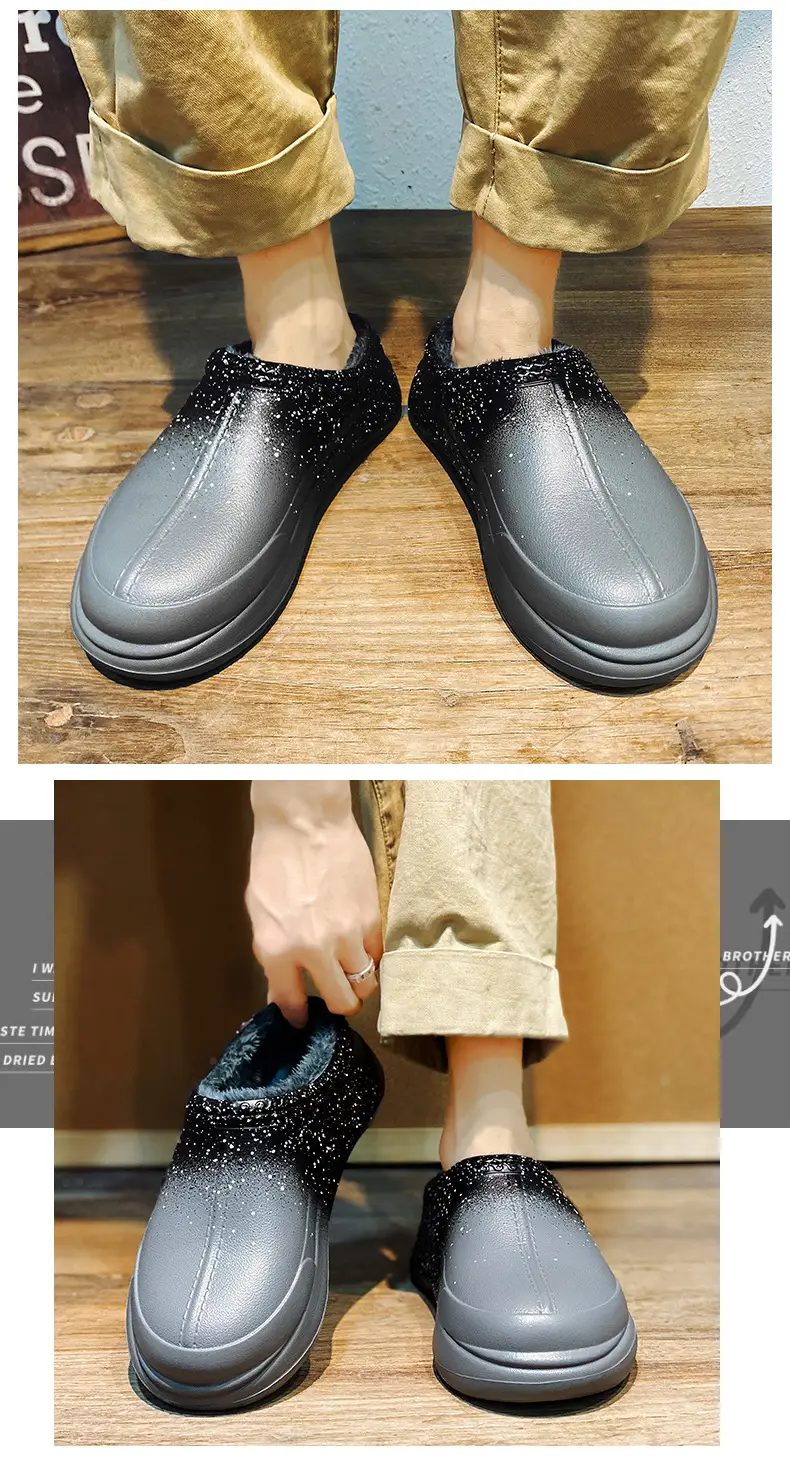New Cotton Slip-On Winter Shoes for Men Women Fleece Lined Warm Waterproof — feature 9