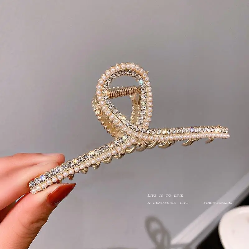 Chinese Style Pearl Rhinestone Hair Clip 11cm - Image 13