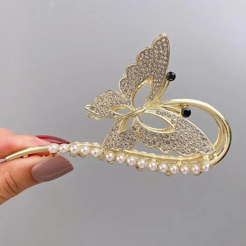 Chinese Style Pearl Rhinestone Hair Clip 11cm - Image 7