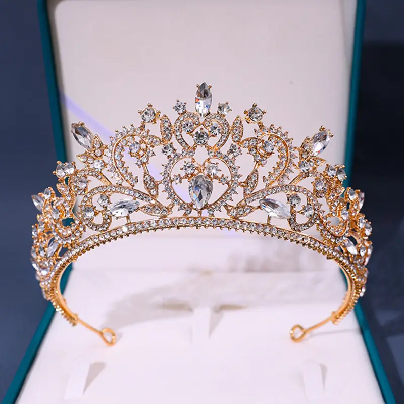 Purple Rhinestone Baroque Crown Tiara for Bridal & Party Wear — feature 2