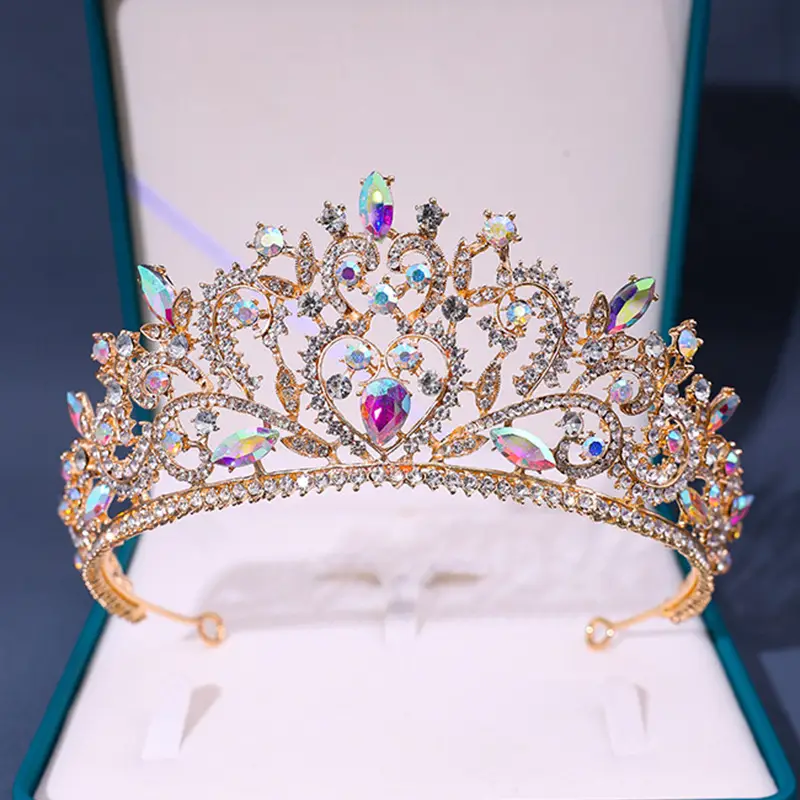 Purple Rhinestone Baroque Crown Tiara for Bridal & Party Wear — feature 3