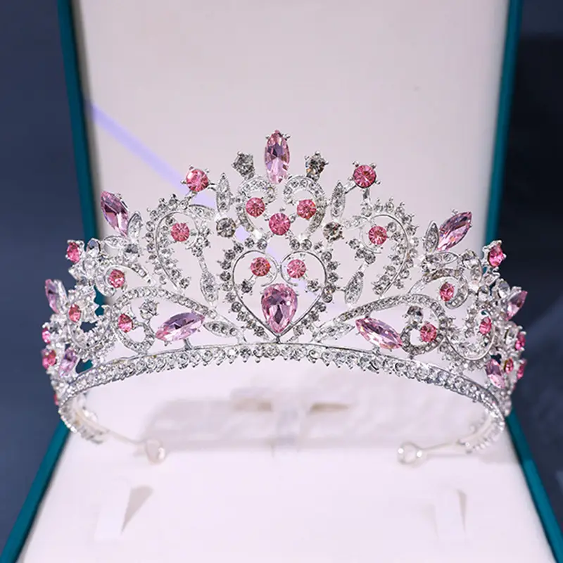 Purple Rhinestone Baroque Crown Tiara for Bridal & Party Wear — feature 7
