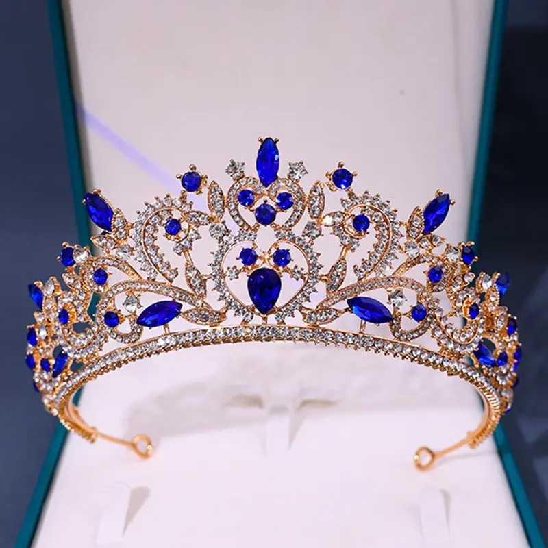 Purple Rhinestone Baroque Crown Tiara for Bridal & Party Wear - Image 2