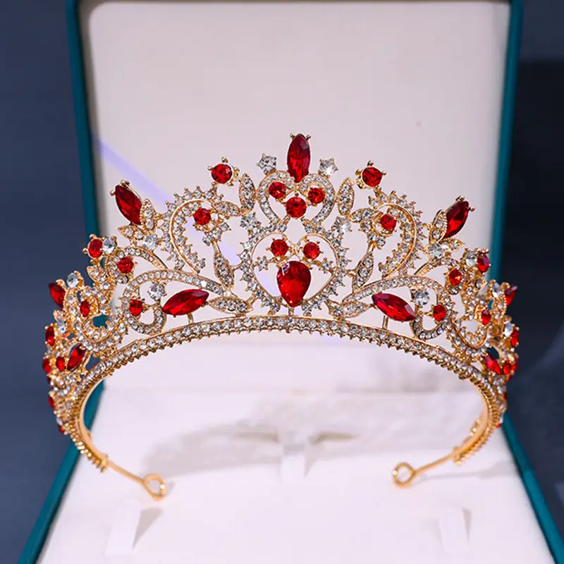 Purple Rhinestone Baroque Crown Tiara for Bridal & Party Wear - Image 4