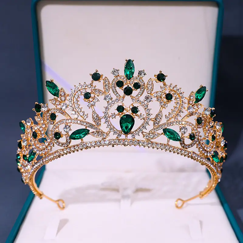Purple Rhinestone Baroque Crown Tiara for Bridal & Party Wear - Image 5