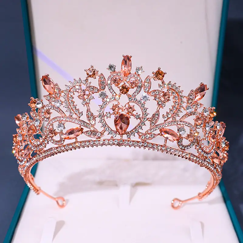 Purple Rhinestone Baroque Crown Tiara for Bridal & Party Wear - Image 7