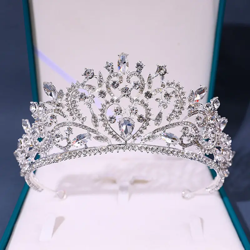 Purple Rhinestone Baroque Crown Tiara for Bridal & Party Wear - Image 8