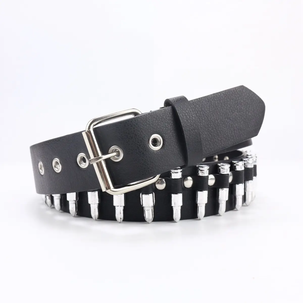 Black Punk Belt with Diamond Stoppers for Women & Men