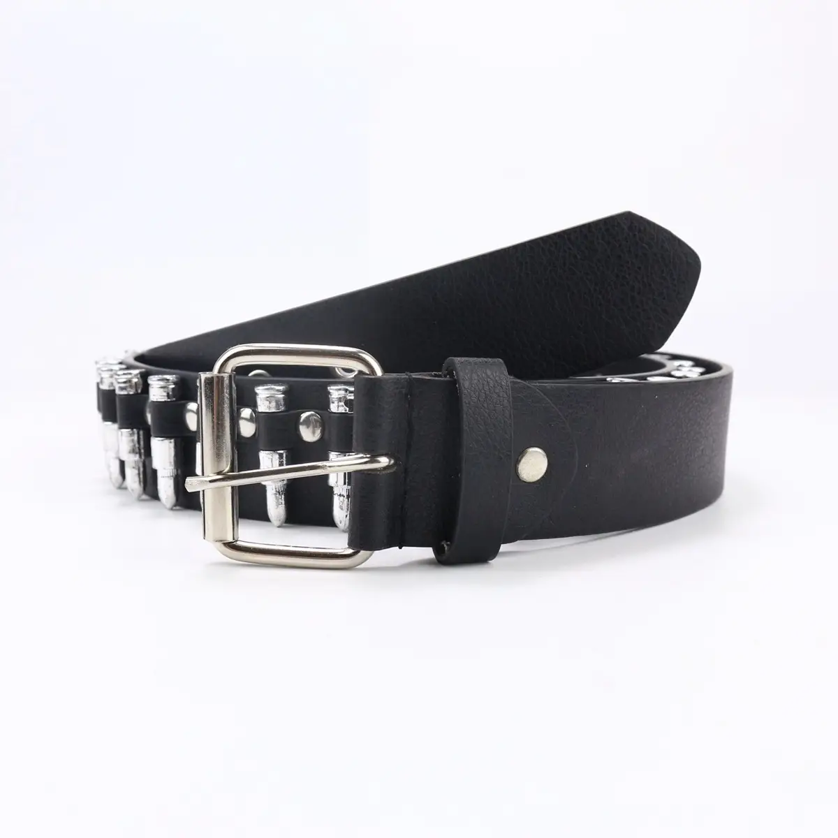 Black Punk Belt with Diamond Stoppers for Women & Men