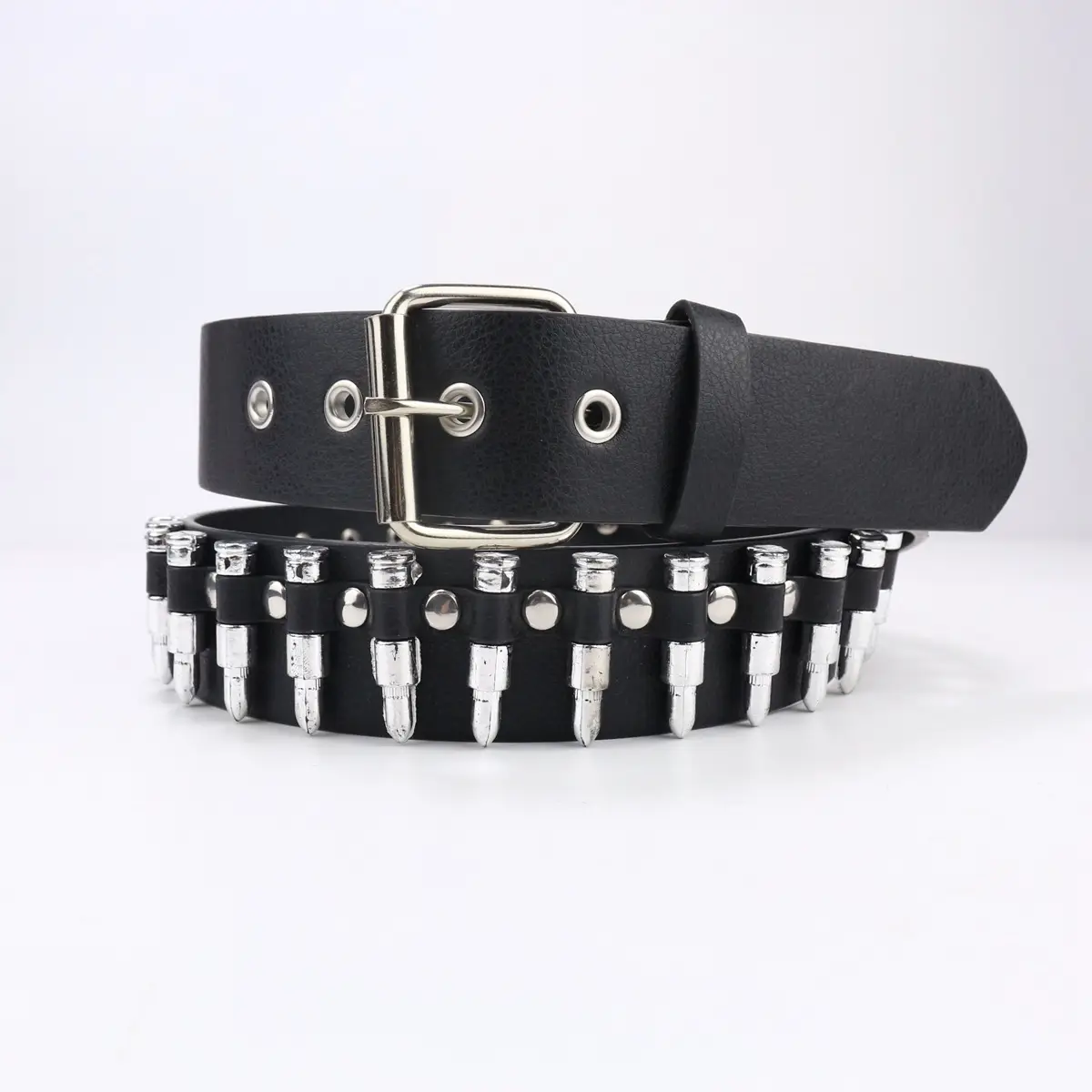 Black Punk Belt with Diamond Stoppers for Women & Men